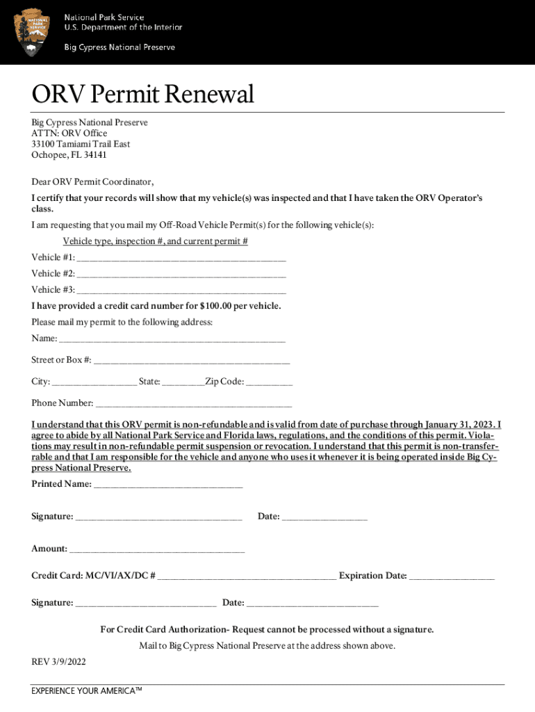  Big Cypress Orv Permit 2022-2024