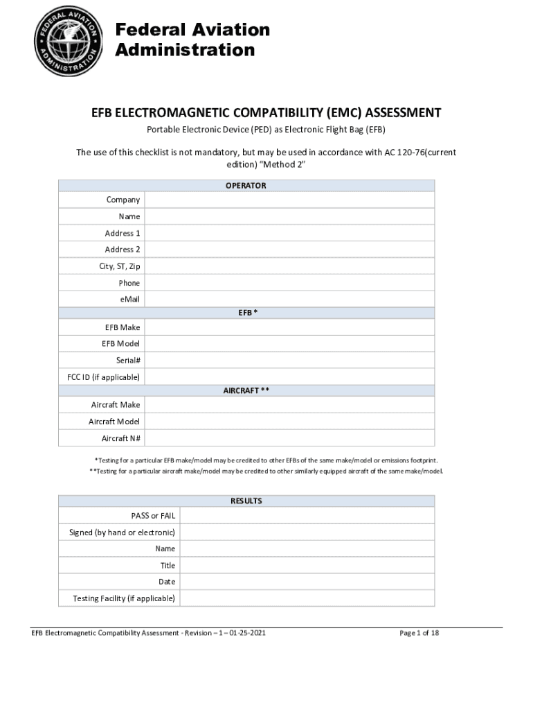 EFB EMC Assessment Checklist EFB Electromagnetic Compatibility EMC Assessment  Form