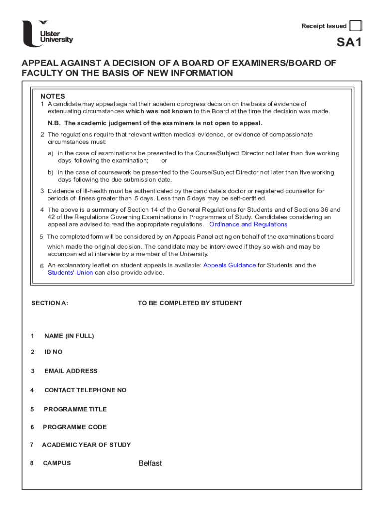 SA1form Fillable FINAL PDF Ulster University