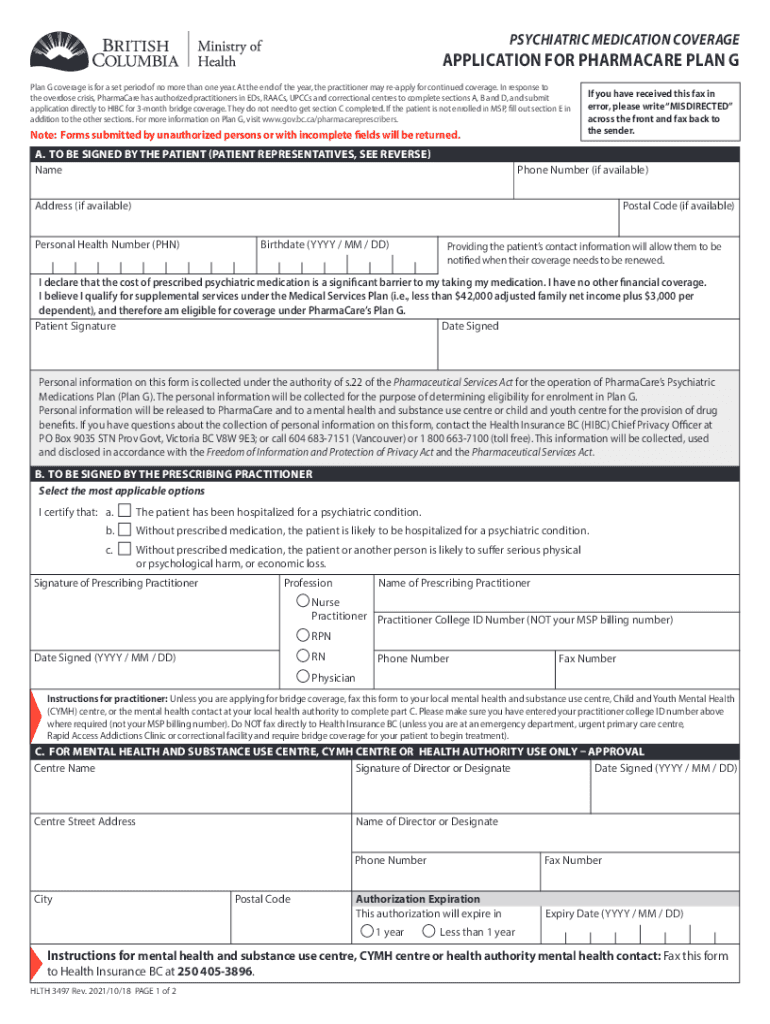  Pharmacare Plan G 2021-2024