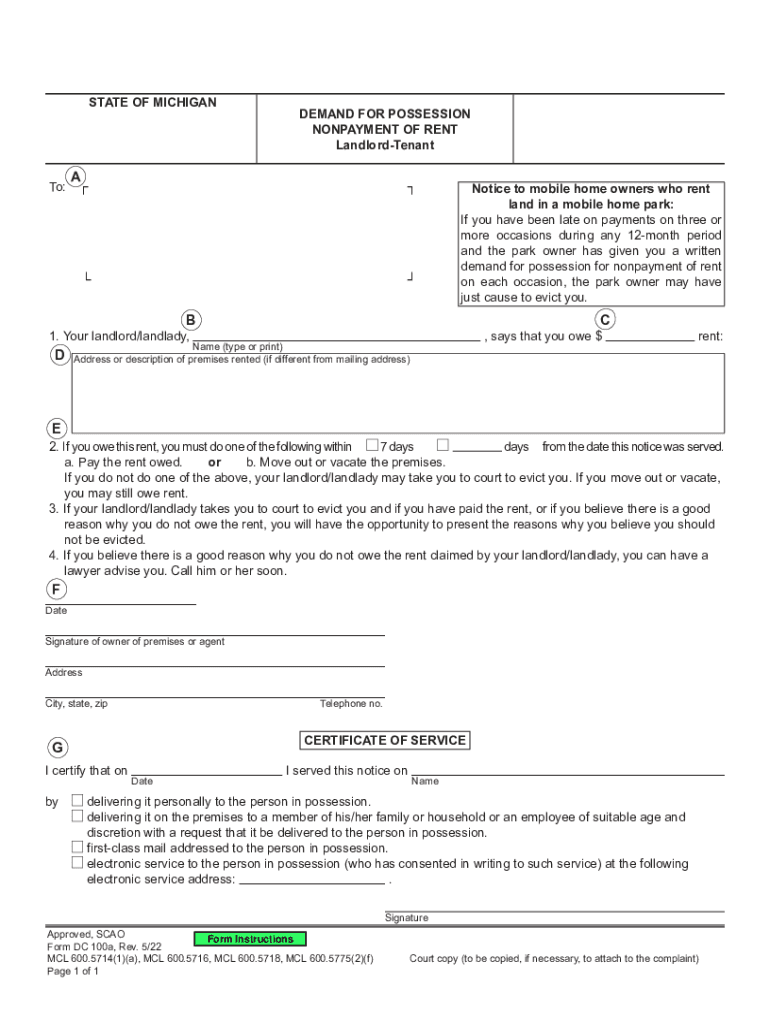  Justia Demand for Possession, Non Payment of Rent State Forms 2022-2024