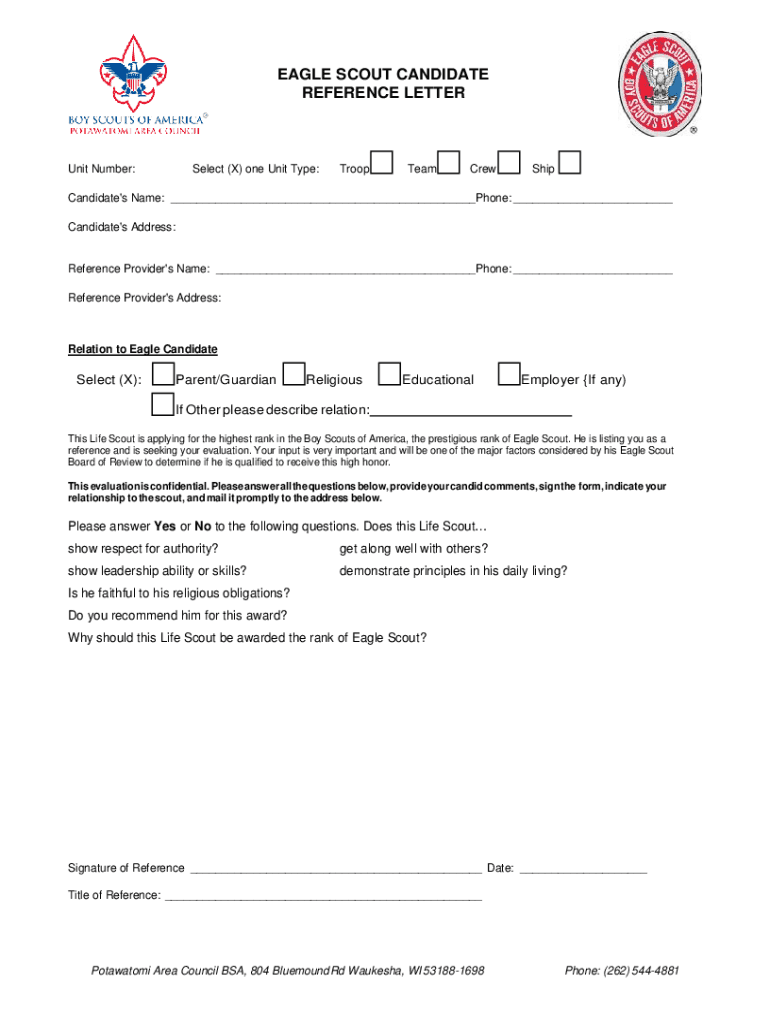  EAGLE SCOUT CANDIDATE REFERENCE Lettering NumberS 2022-2024