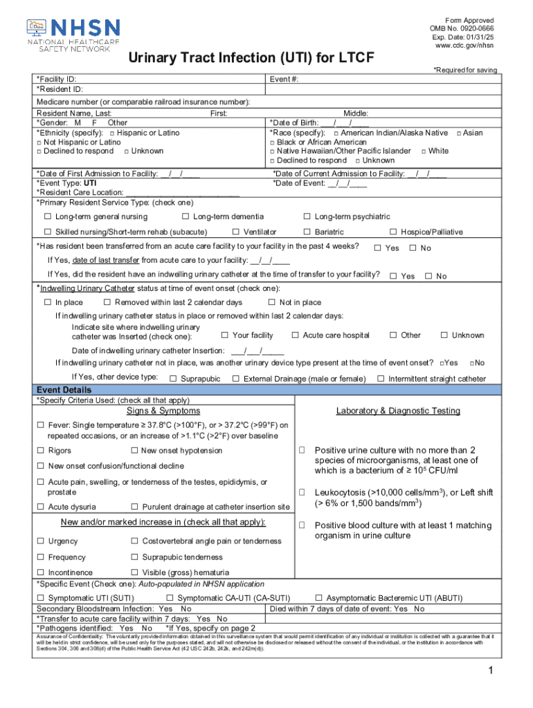 Urinary Tract Infection UTI for LTCF Form