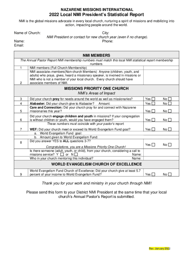 NAZARENE MISSIONS INTERNATIONAL2022 Local NMI Pres  Form