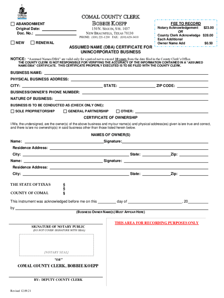 COAL COUNTY CLERKBOBBIE KOEPPABANDONMENT Original  Form