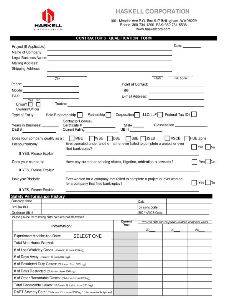 CONTACTHaskell Corp  Form