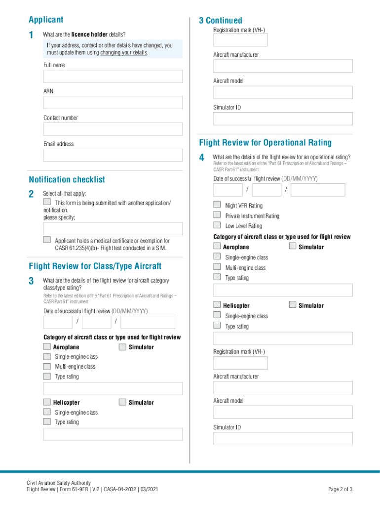 Form 61 9FR Flight Review