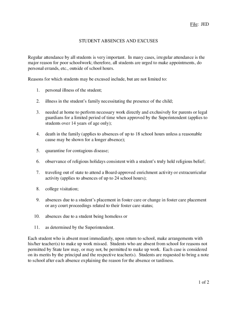 Www Southwestschools OrgmediadocumentsSTUDENT ABSENCES and EXCUSES 2 Illness in the Students Family;  Form