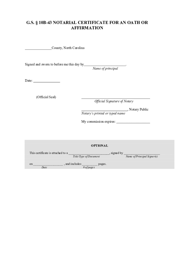  Www Uslegalforms Comform Library342850 Gs 10bGS 10B 43 NOTARIAL CERTIFICATE for an OATH or AFFIRMATION 2020-2024