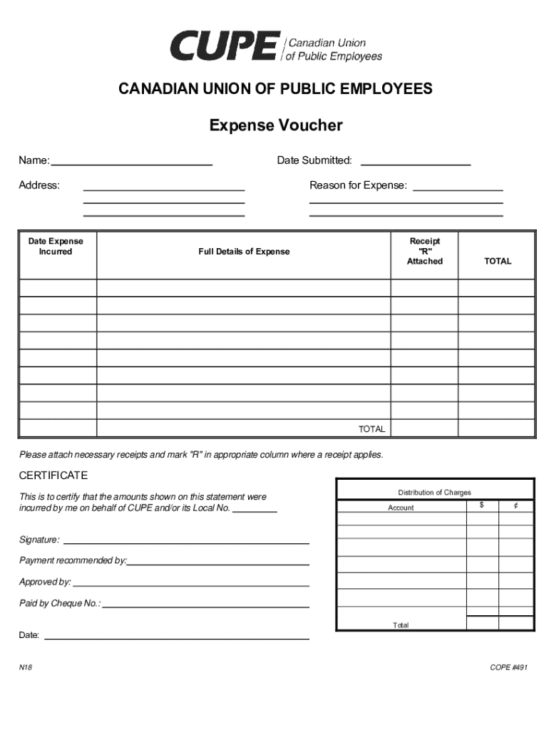  CANADIAN UNION of PUBLIC EMPLOYEESExpense Voucher 2016-2024