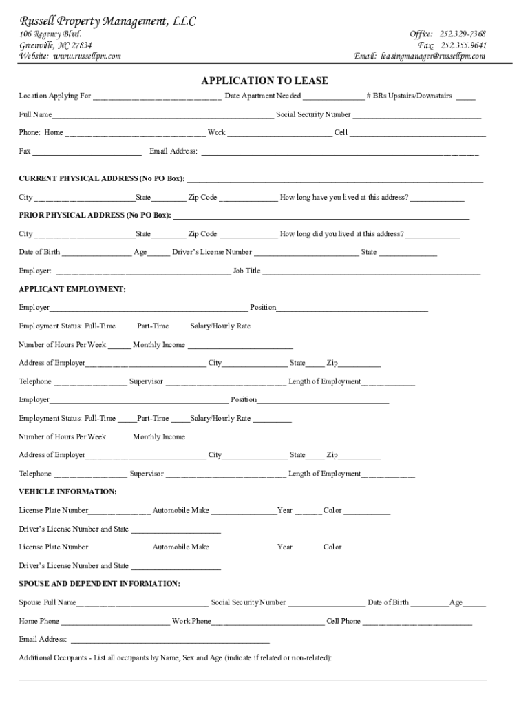 Business Greenvillenc OrgmembersmemberRussell Property Management, LLCReal Estate Management  Form