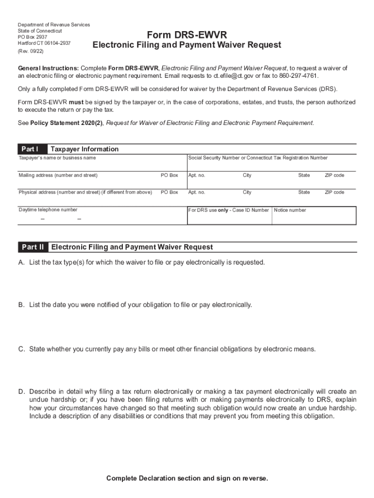  Form DRS EWVR CT Gov 2022-2024