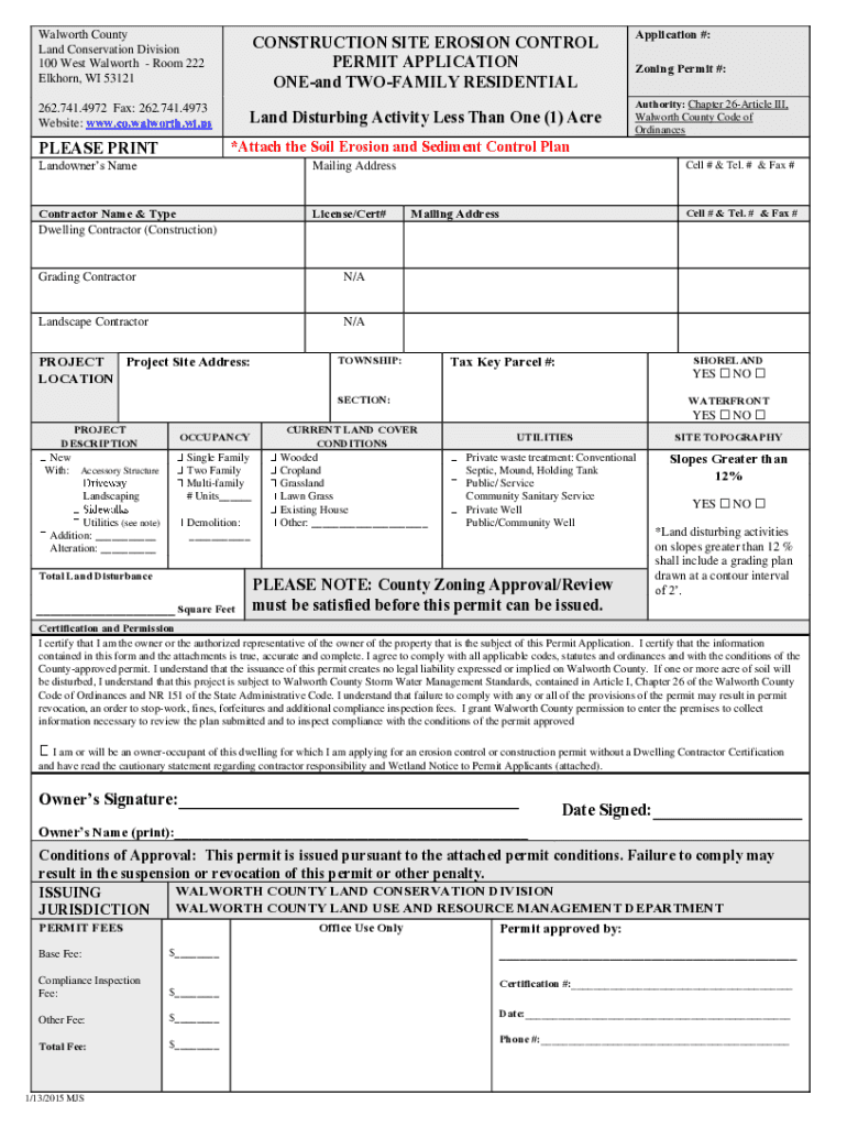 Www Landcan Orglocal ResourcesWalworth CountyWalworth County Land Use and Resource Management Department  Form