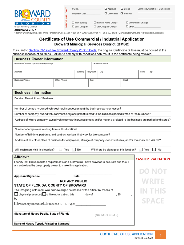 Application for Residential Rental Property Certificate of Use Revised 03  Form