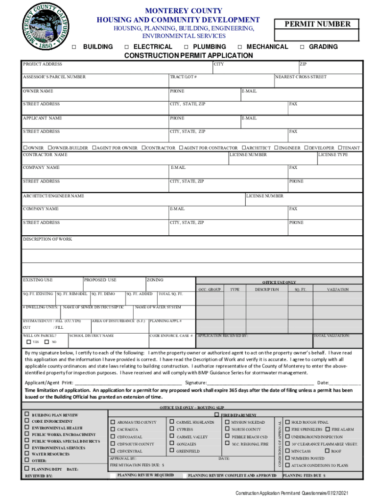 Www Co Monterey Ca Usplanning Services 11318Planning ServicesMonterey County, CA  Form