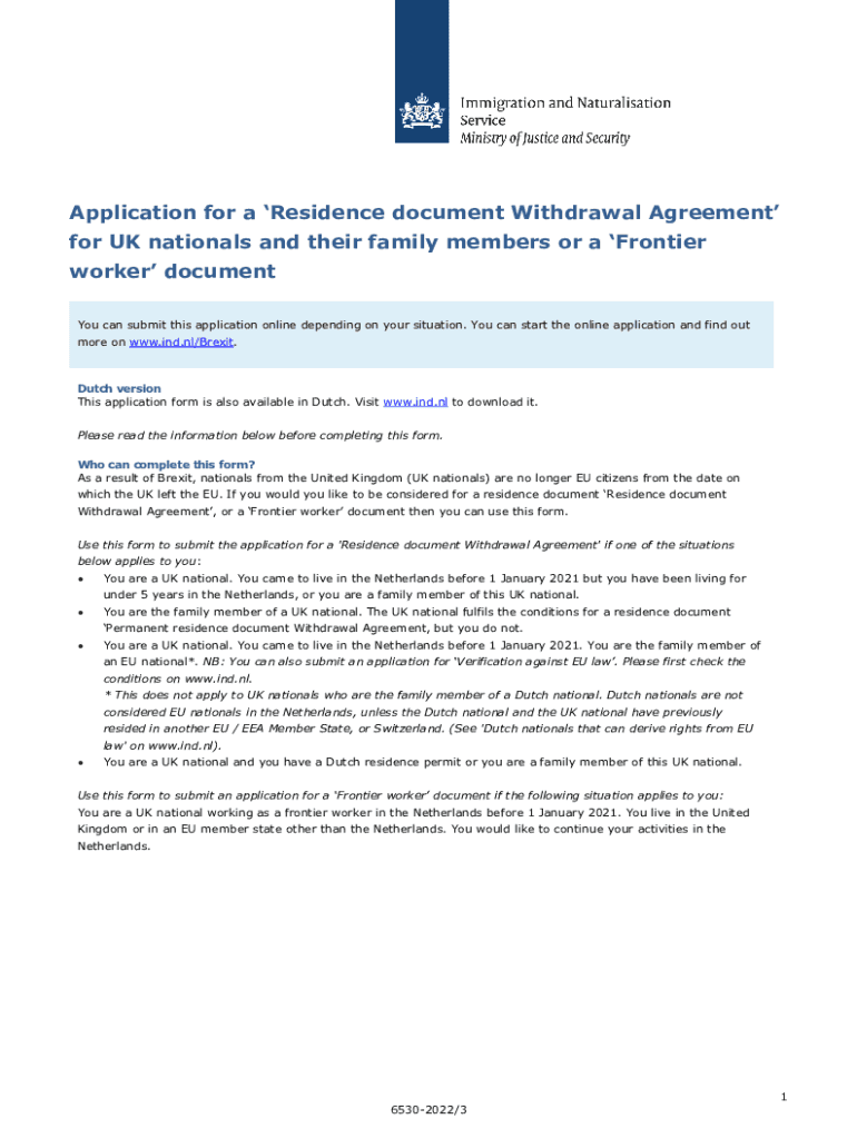 Ind NlenformsApplication for a Residence Document Withdrawal Agreement