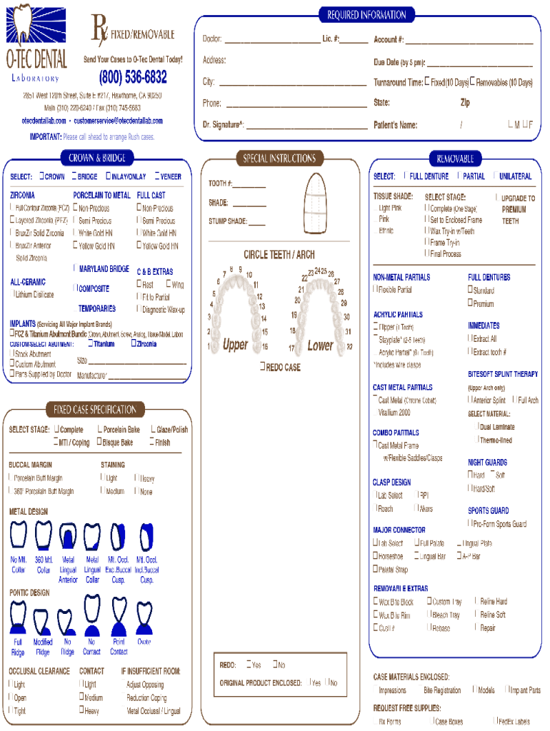 Otec Dental Lab  Form