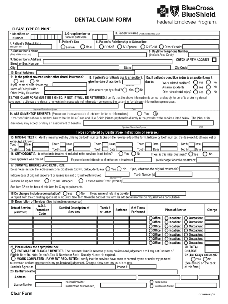 Blue Dental Claim Form