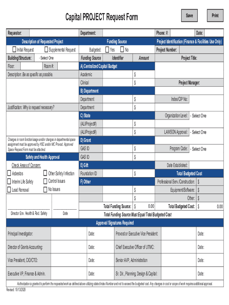 Capital Project Request Form University of Toledo