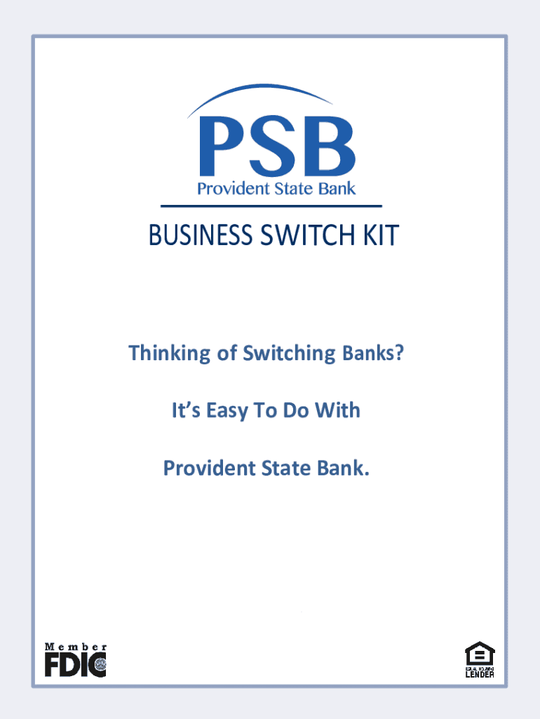 Easy Switch Kit for Changing BanksProvident State Bank  Form