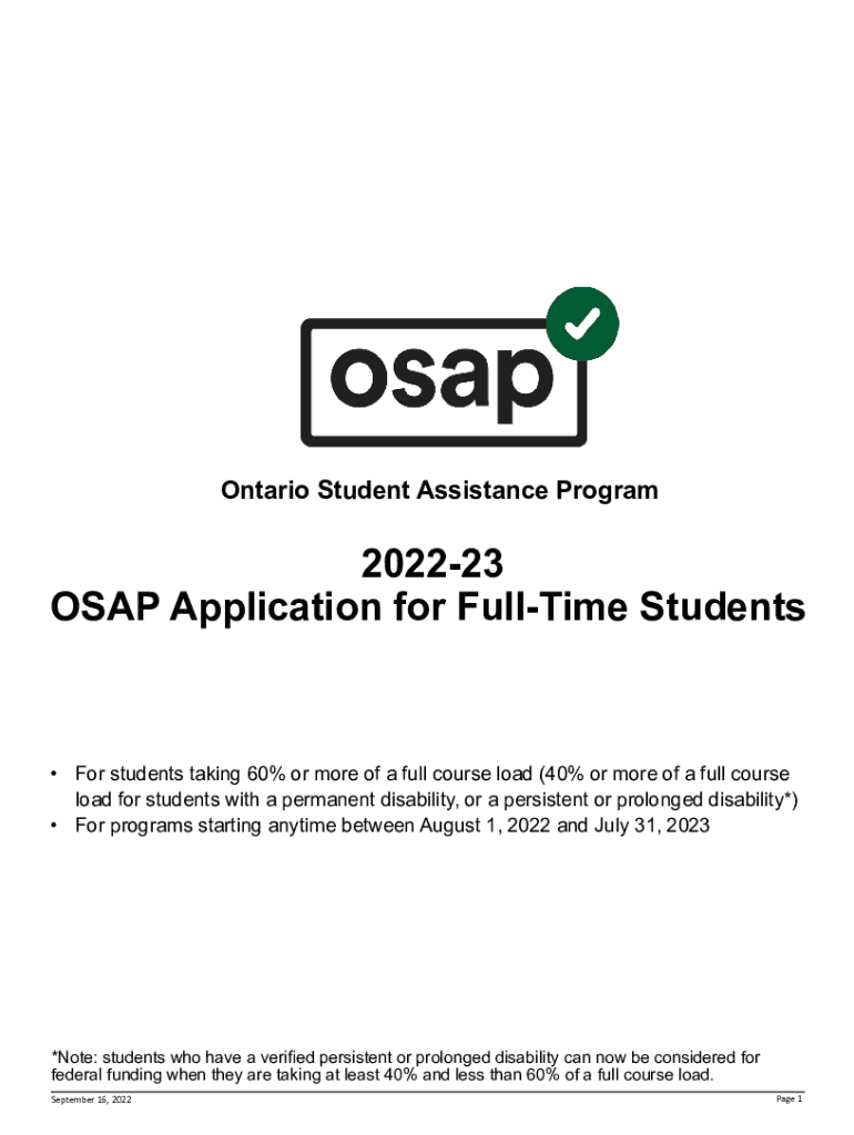 23 OSAP Application for Full Time Students 2022-2024