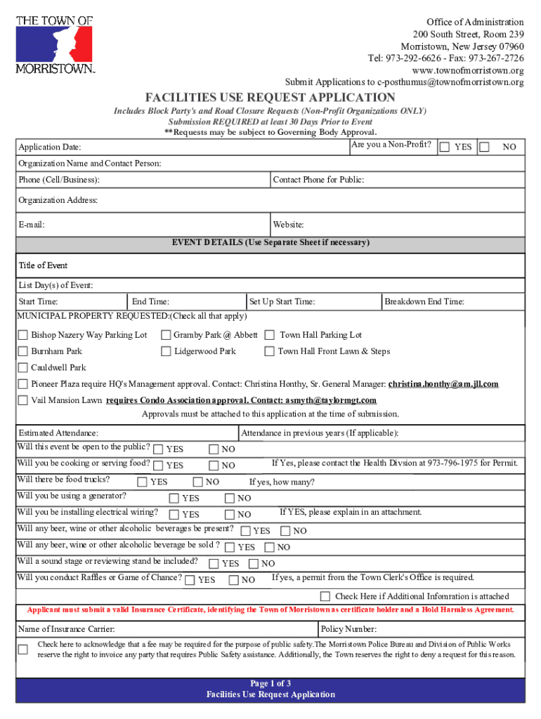 Facility Use Request Form Updated July Fillable
