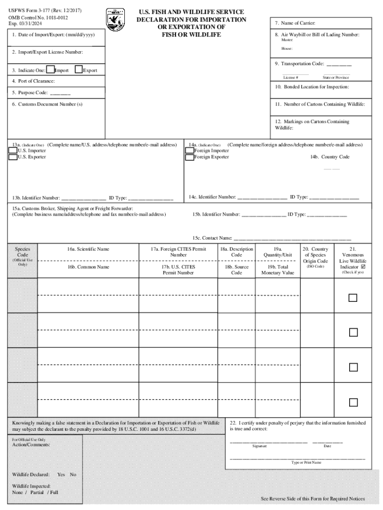  USES Form 3177 Rev 12 OMB Control No 1018 2017-2024