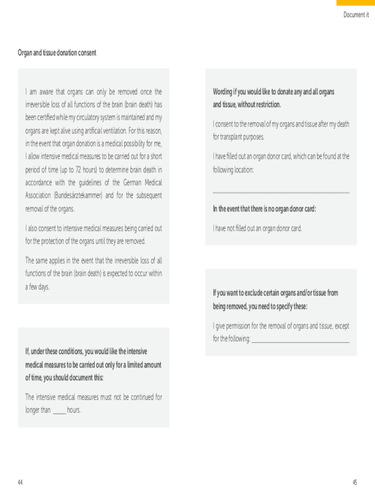 Fill Out an Organ Donor Card BZgA Shop  Form