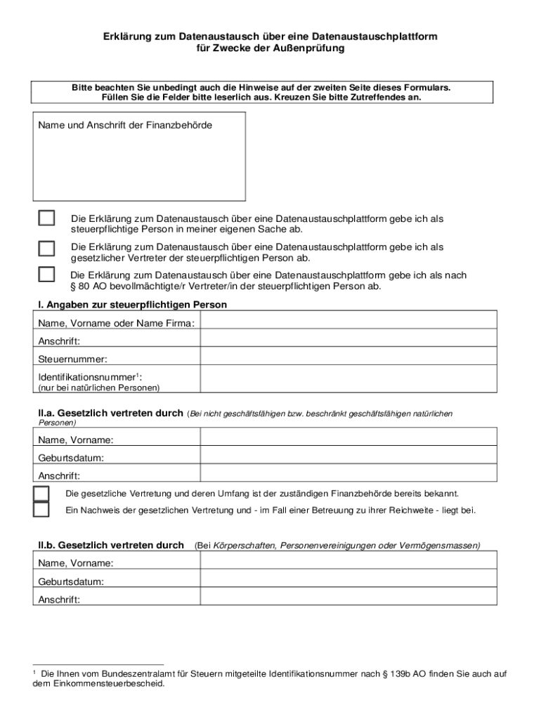 Erkrung Zum Datenaustausch Ber Eine Datenaustauschplattform Fr Zwecke Der Auenprfung Datenaustauschplattform, Betriebsprfung, Rh