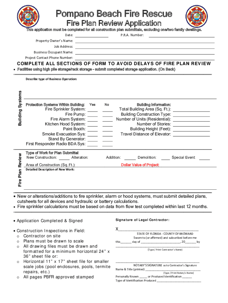 This Application Must Be Completed for All Construction Plan Submittals, Excluding One and Two Family Dwellings  Form