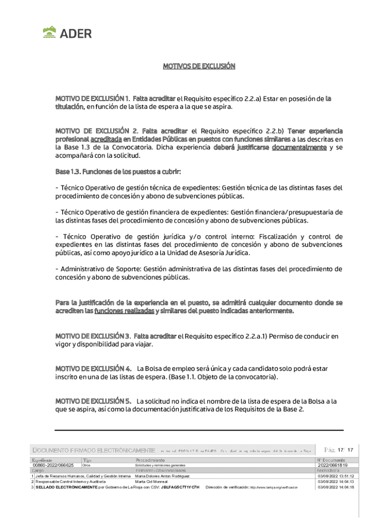 BASES DE LA CONVOCATORIA PARA LA CREACIN DE  Form