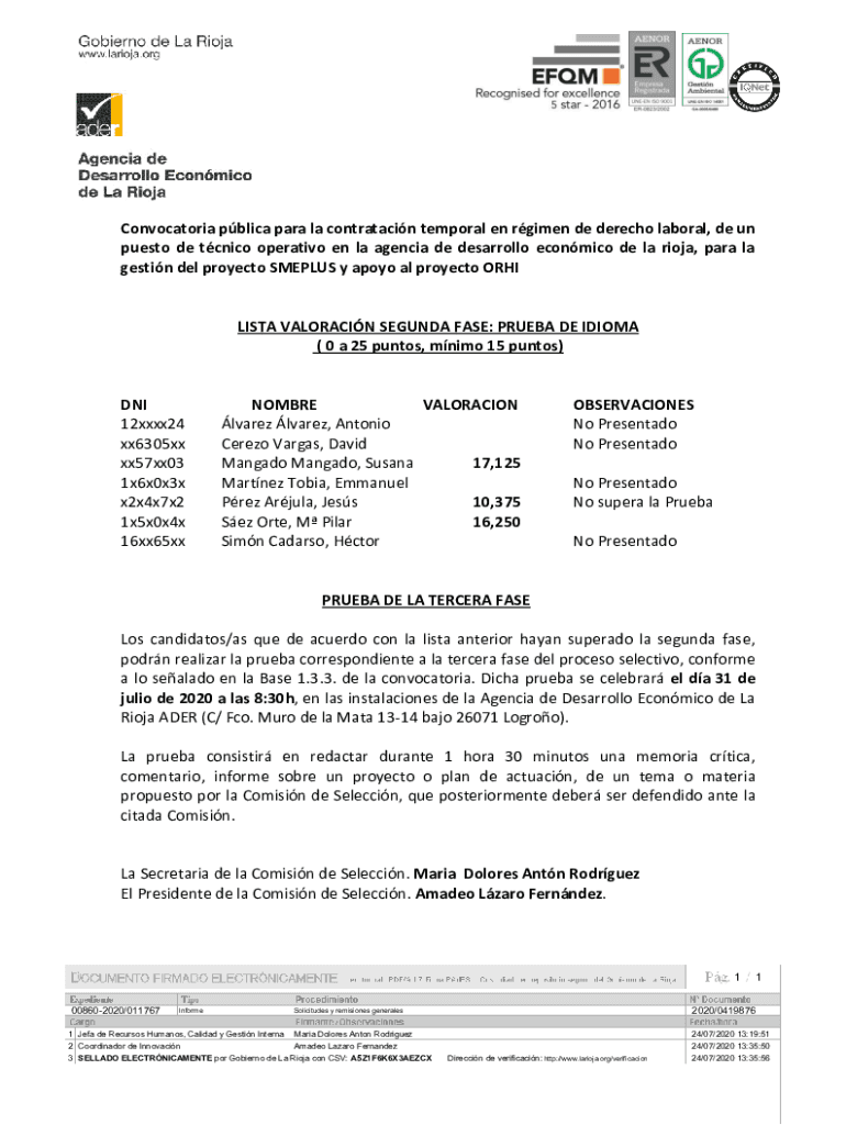 Convocatoria Pblica Para La Contratacin Temporal ADER  Form