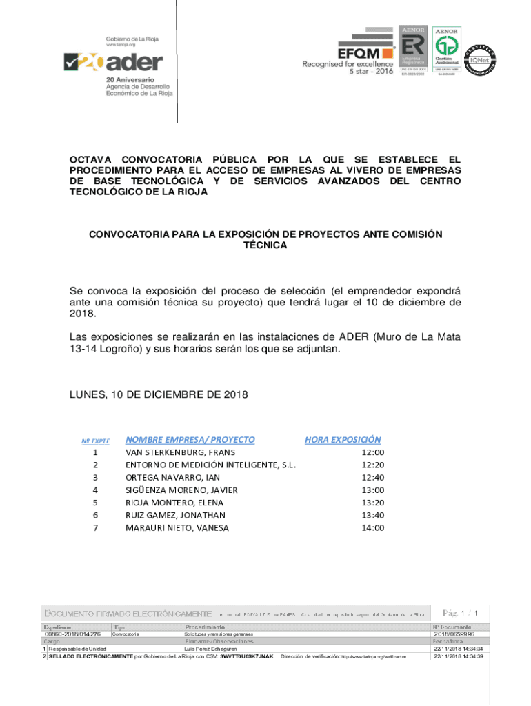 Octava Convocatoria Pblica Por La Que Se Establece El ADER  Form