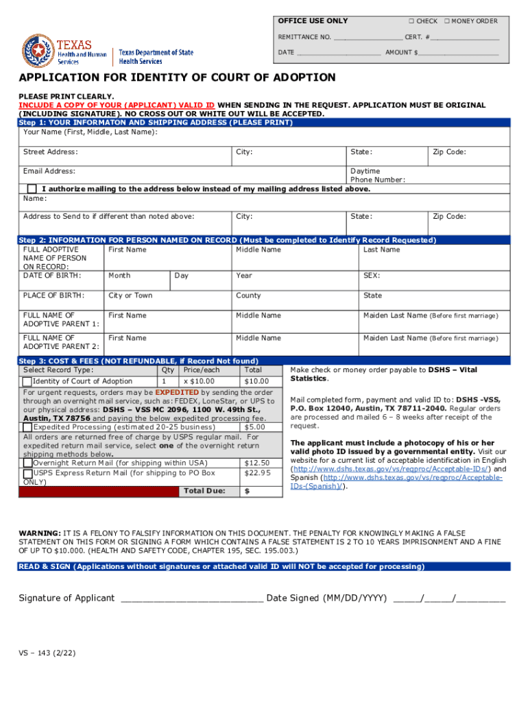 STATE of TEXAS CERTIFICATE of ADOPTION THIS is a PERMANENTVital Applications &amp; Forms Texas Department of StateSTATE of TEXAS