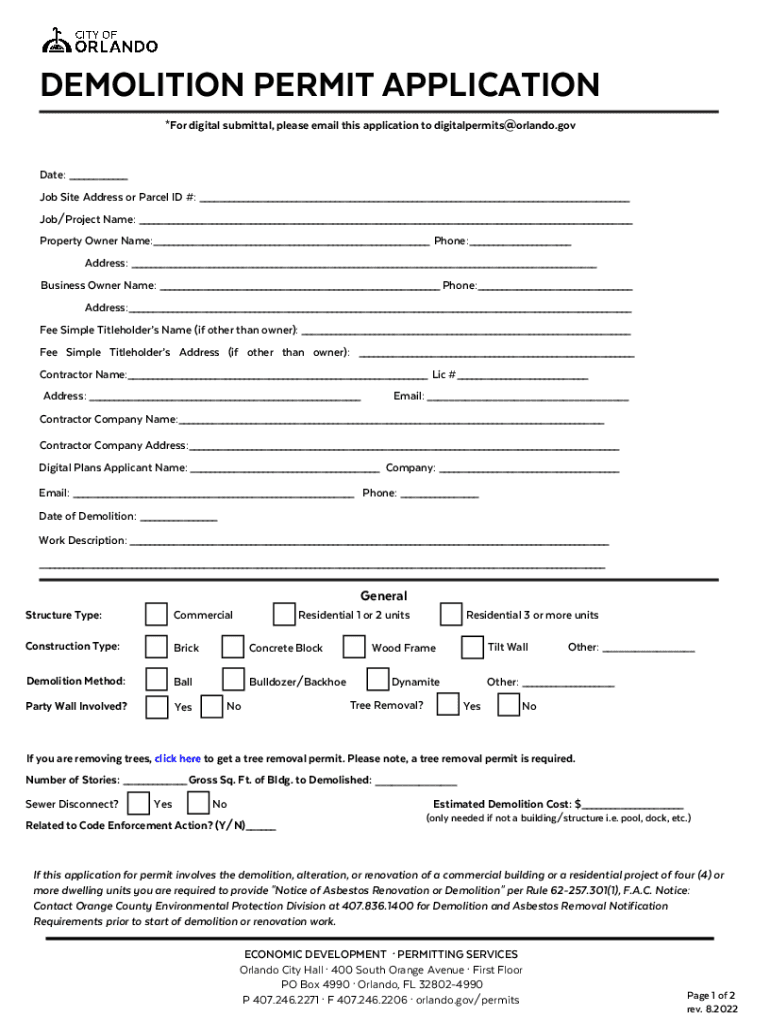 Building Permit Application Orlando Gov  Form