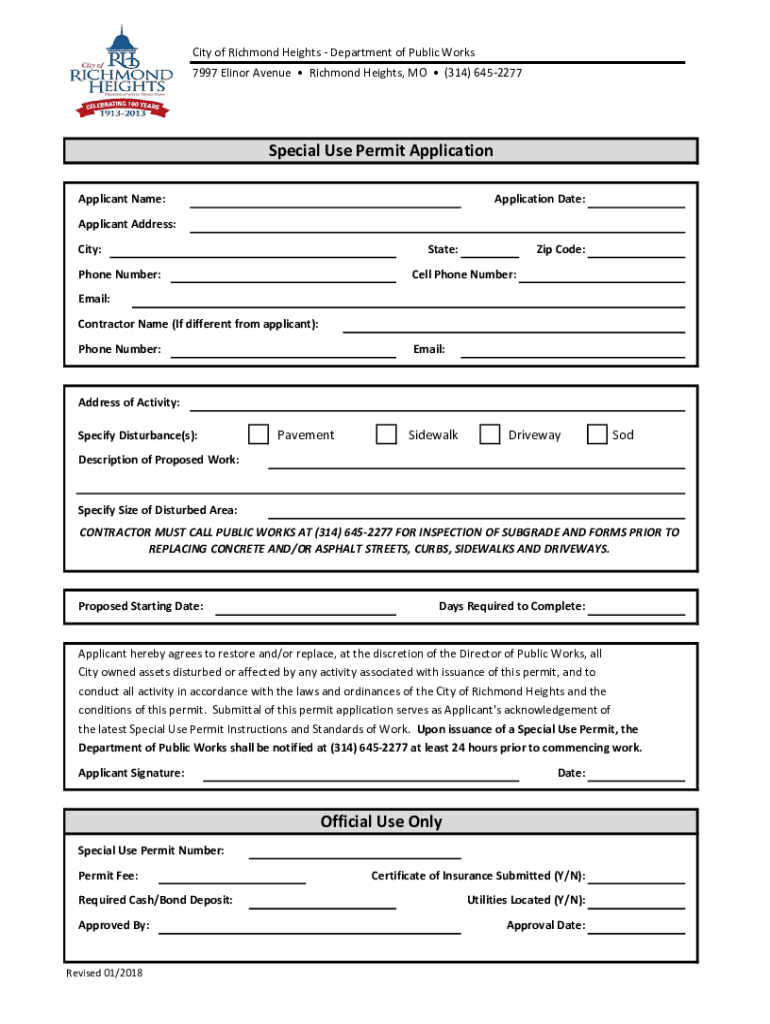 Special Use Permit Application Copy Xlsx  Form