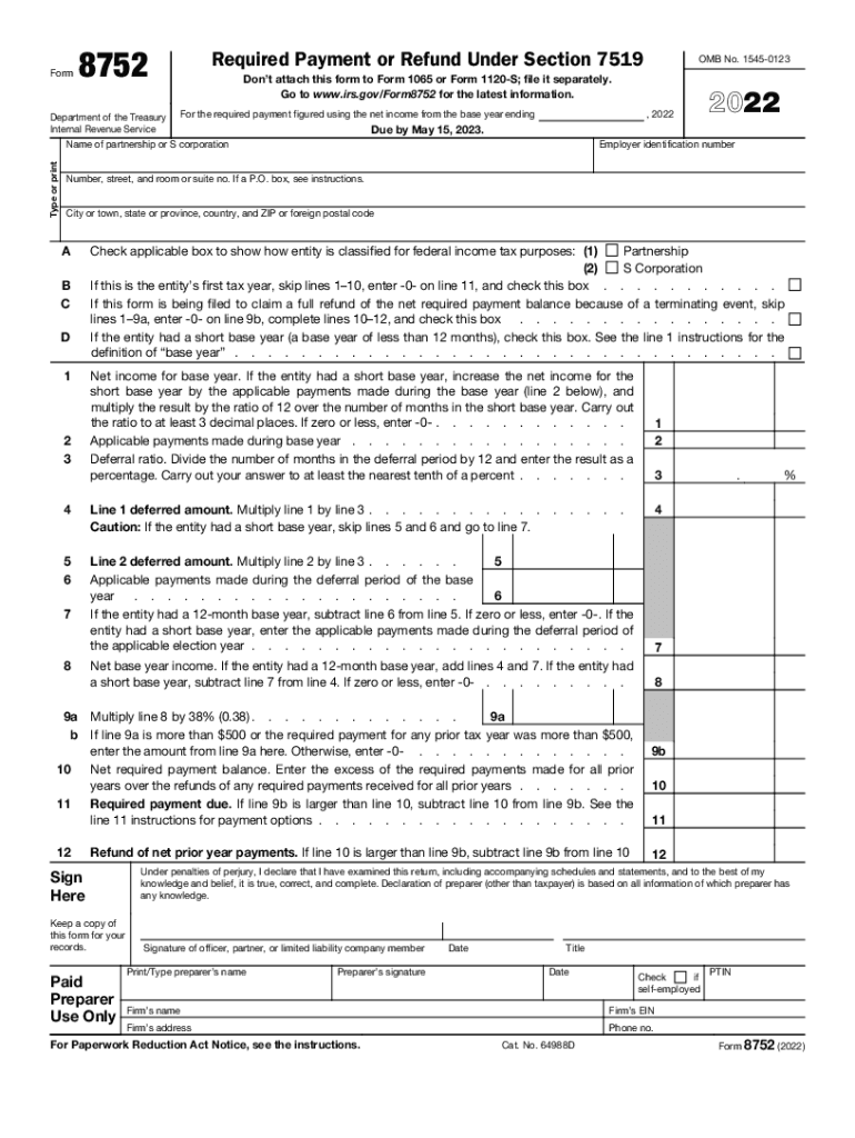  Www Uslegalforms Comform LibrarytaxIRS 8752 Fill and Sign Printable Template Online 2022-2023