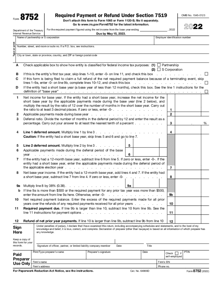  Www Uslegalforms Comform LibrarytaxIRS 8752 Fill and Sign Printable Template Online 2022