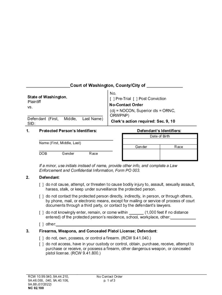 No Contact Letter Template  Form