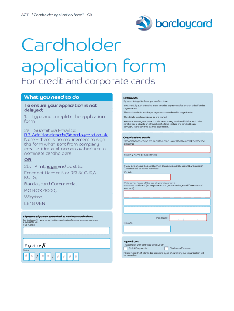 Cardholder Application Form