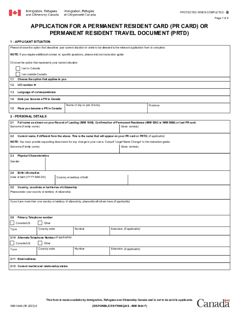 permanent resident travel document imm 5444