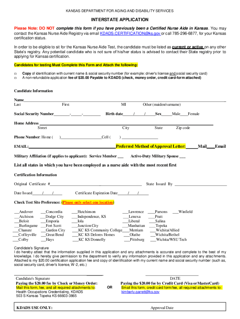  Kansas CNA Nursing License Form 63645141 1 DOC KANSAS DEPARTMENT 2018