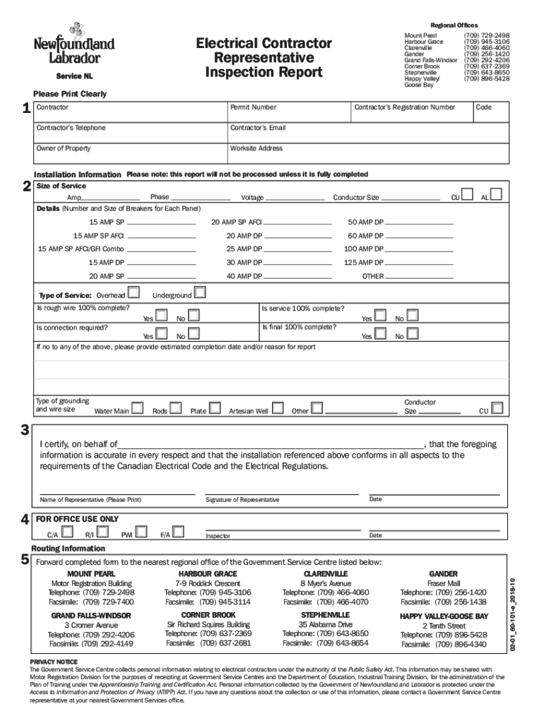  Electrical Contractor Representative Inspection ReportMay Cdr 2018-2024