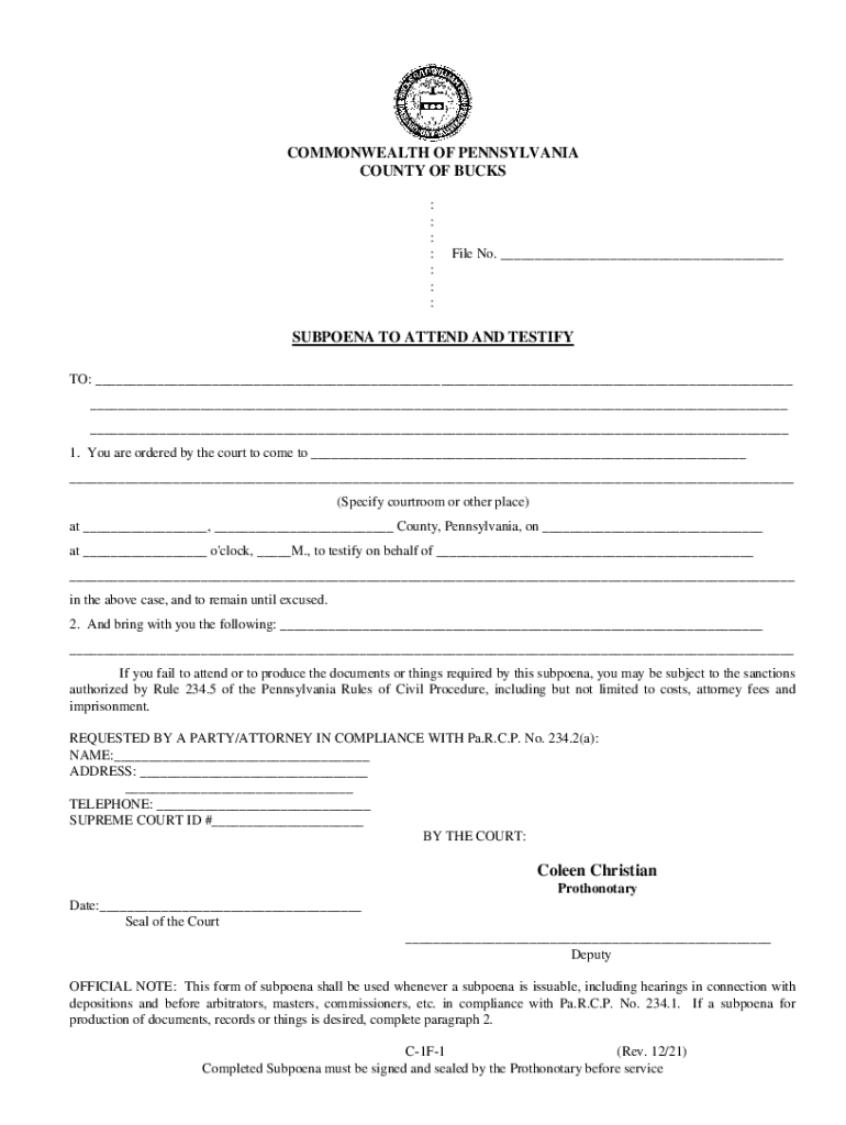 Pennsylvania Court Forms and Other Information