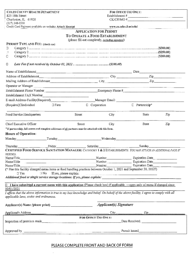 COLES COUNTY HEALTH DEPARTMENT 825 18th Street P  Form