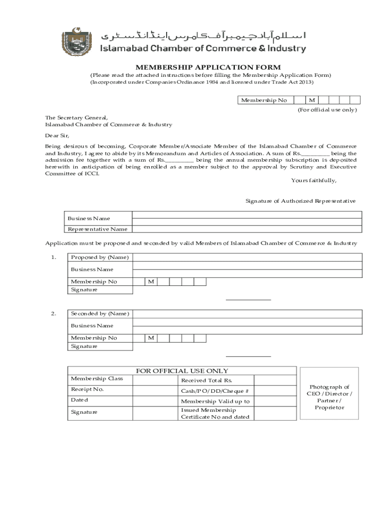  Chamber of Commerce Form 2022-2024