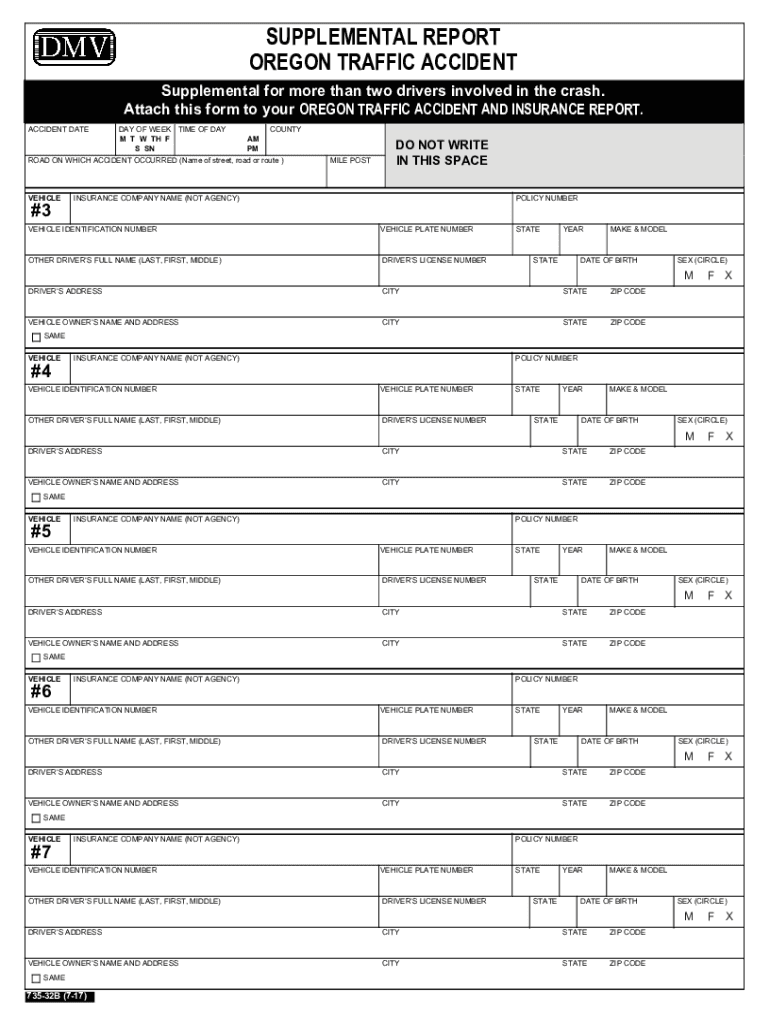 Oregon Department of Transportation Accident Reporting and  Form