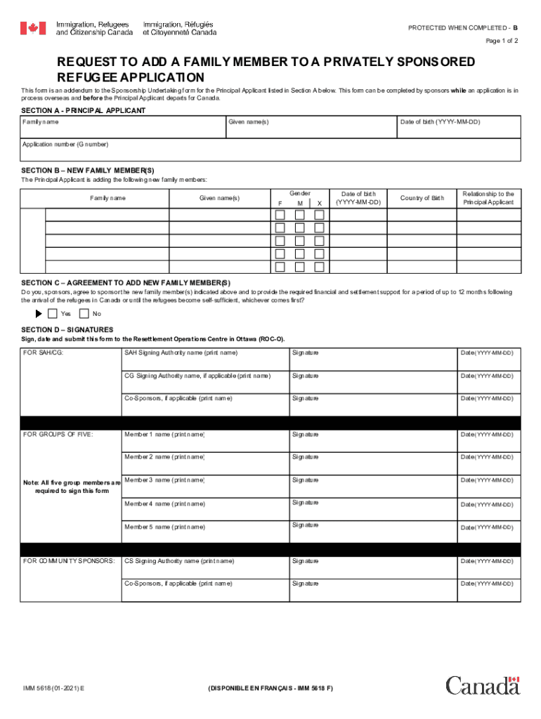  Canada IMM 5618 E Form 2021-2024