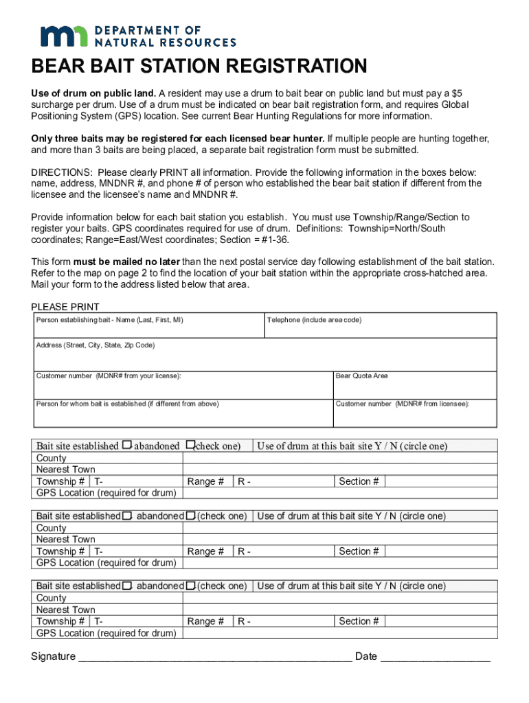 Bear Bait Station Registration Form Files Dnr State Mn UsBear Baiting Alaska Department of Fish and GameBear Baiting Alaska Depa