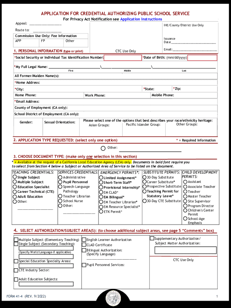  APPLICATION for CREDENTIAL AUTHORIZING PUBLIC SCHOOLAPPLICATION for CREDENTIAL AUTHORIZING PUBLIC SCHOOLCredential Application I 2022-2024